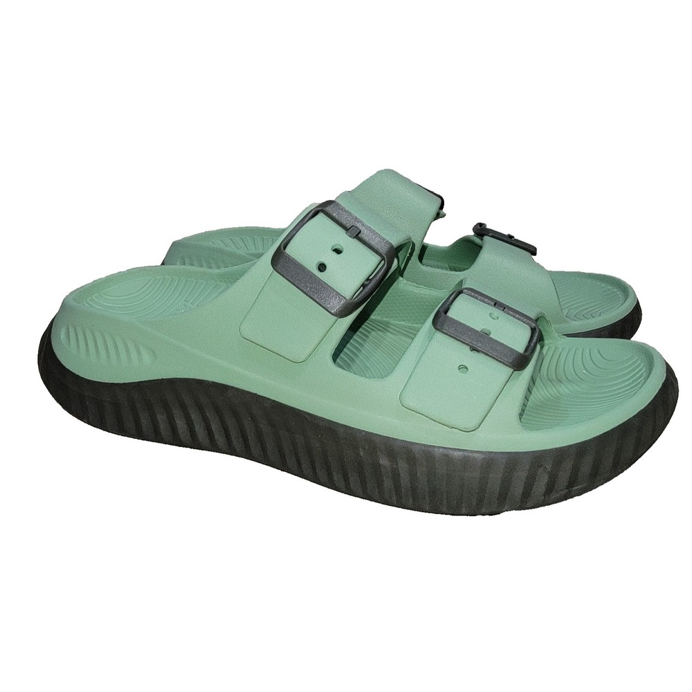 KuaiLu Women Recovery Sandals Sz 9 Green‎ Orthotic Slide Cushion Comfort Shoes